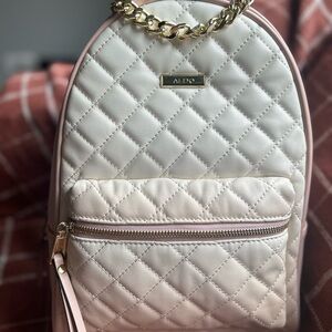 ALDO Quilted White and Pink Backpack